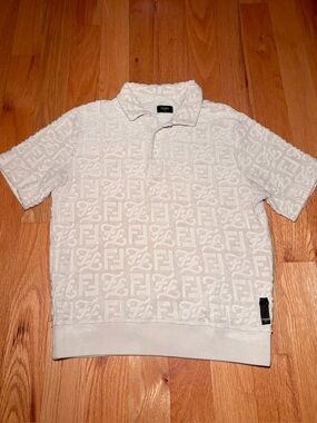 Fendi Terry Jacquard FF Motif Shirt with Collar
